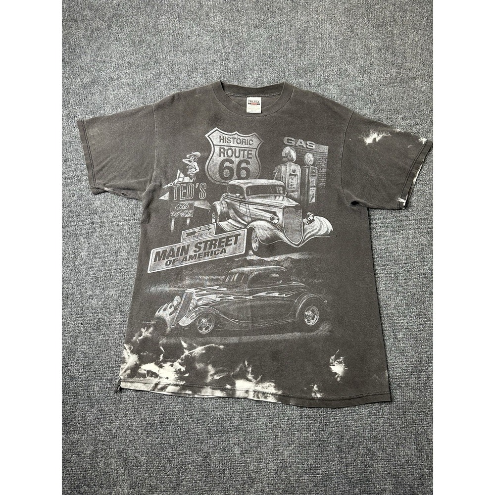 Mens Route 66‎ Main Street America Graphic Black T Shirt, Size XL
